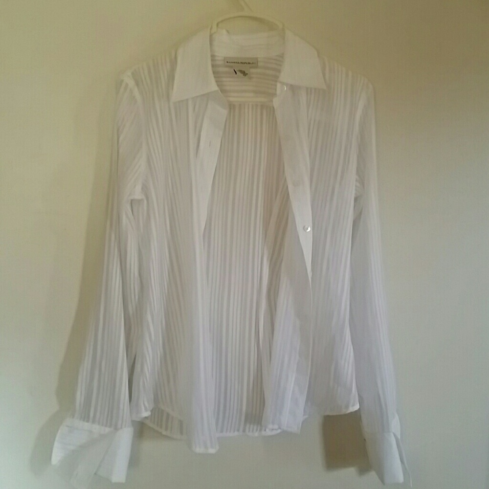 Banana Republic sheer shadow stripe blouse